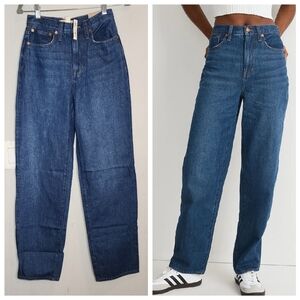 NWT Madewell Baggy Straight Jeans in Dark Worn Indigo Wash. Size 24.